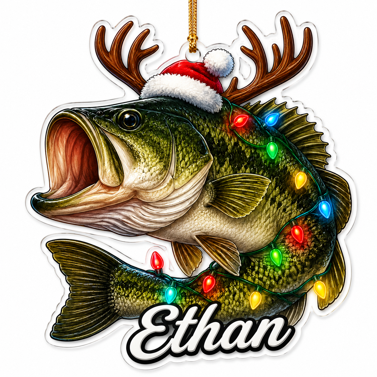 Fishing Christmas Lights Largemouth Bass Acrylic