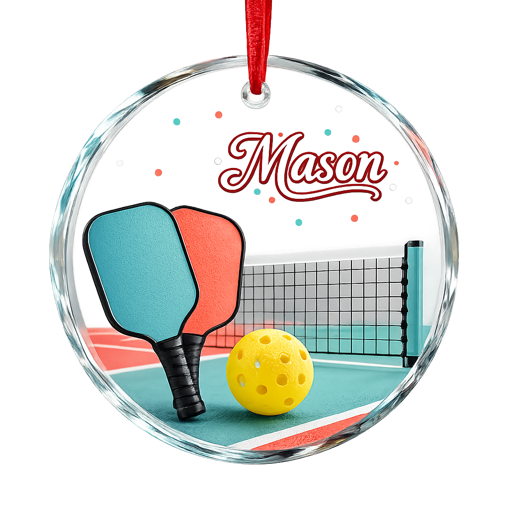 Sports Glass Ornament Pickleball