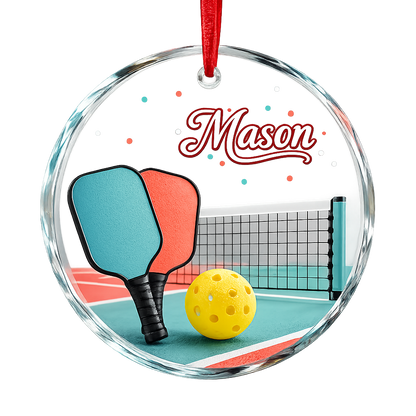 Sports Glass Ornament Pickleball