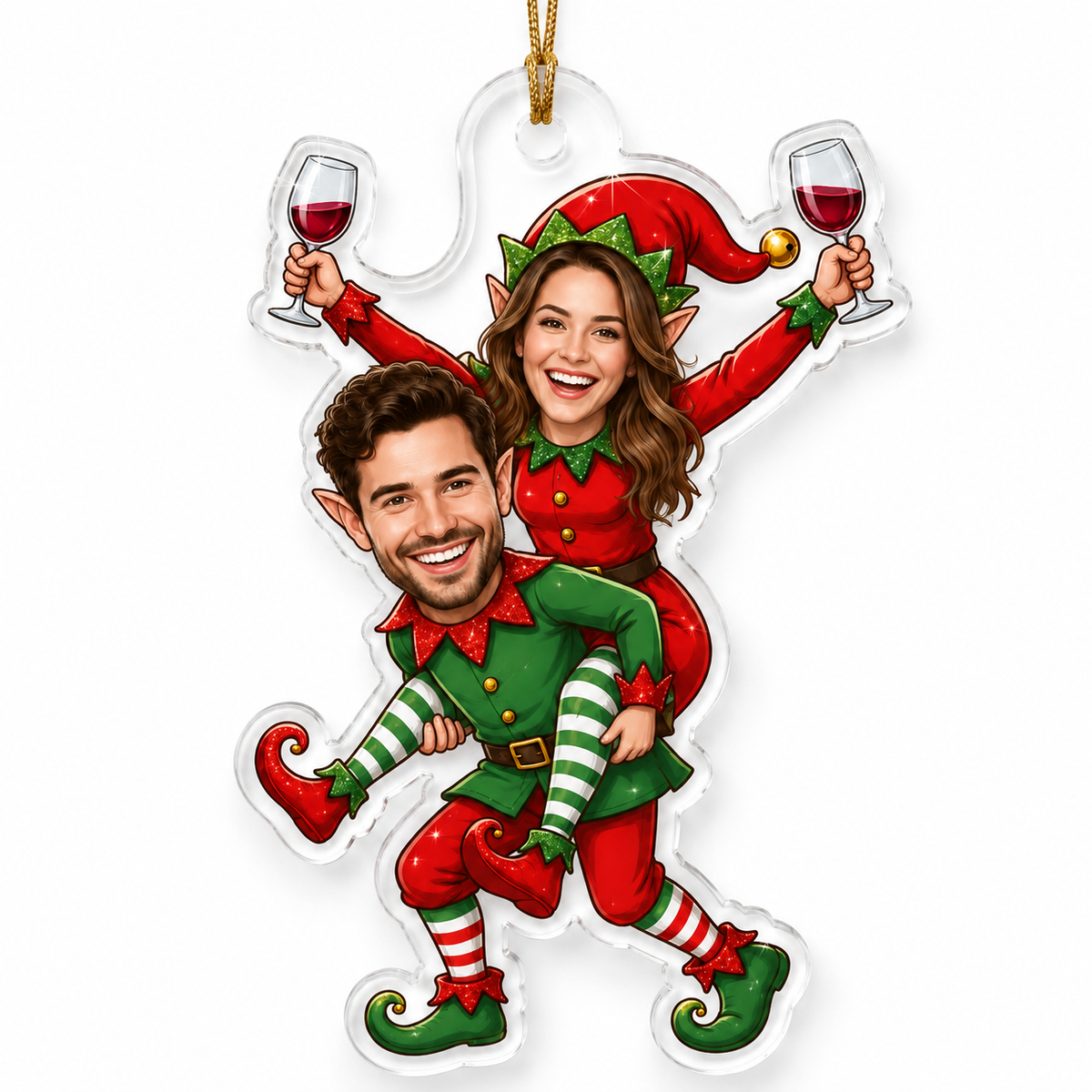 Custom Photo Christmas Elf Couple