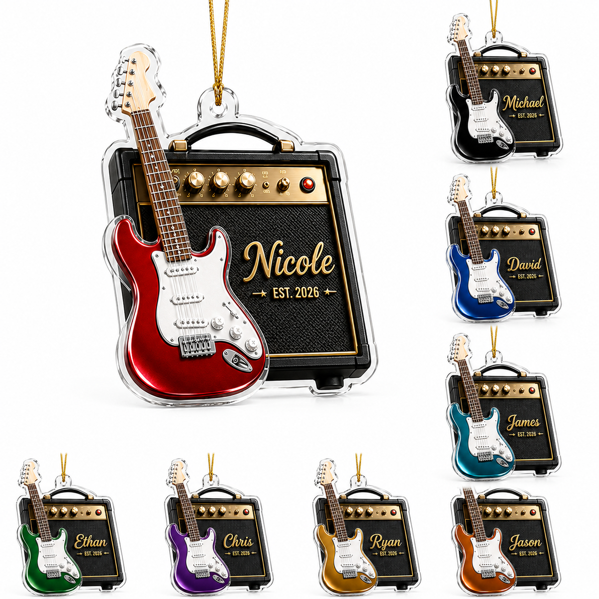 Guitar Custom Name Acrylic - Electric Guitar and Amp