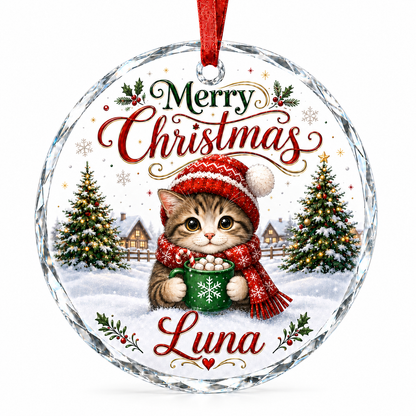 Christmas Glass Animal Cat