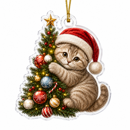 Cat With Christmas Tree Scotish Fold