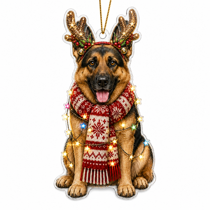 Dog Decor with Antlers & Scarf German Shepherd