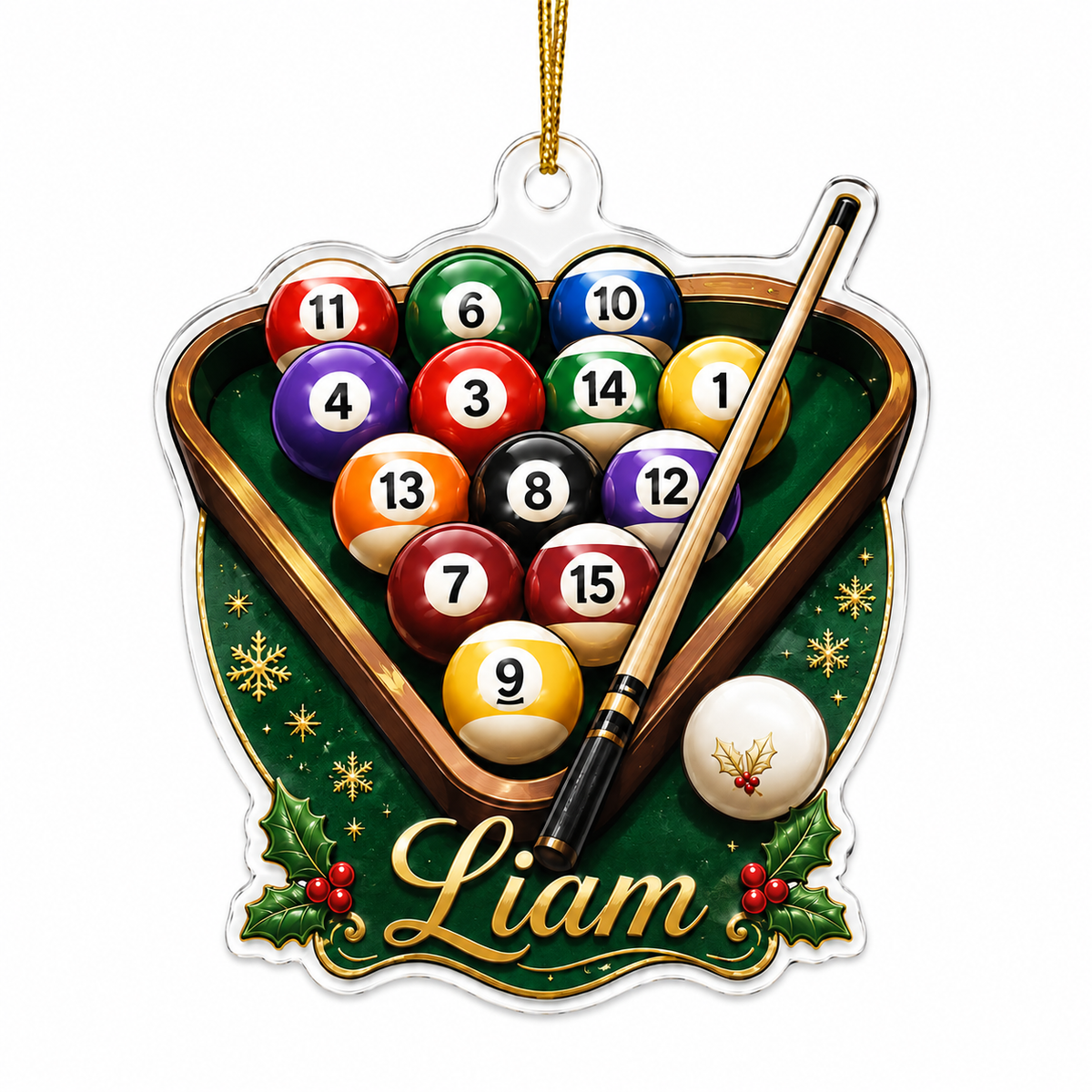 Custom Name Billiards Christmas Rack Acrylic