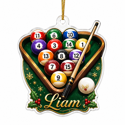 Custom Name Billiards Christmas Rack Acrylic