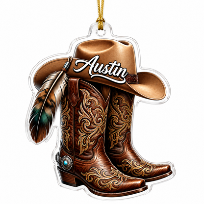 Personalized Boots Feather Cowboy Acrylic