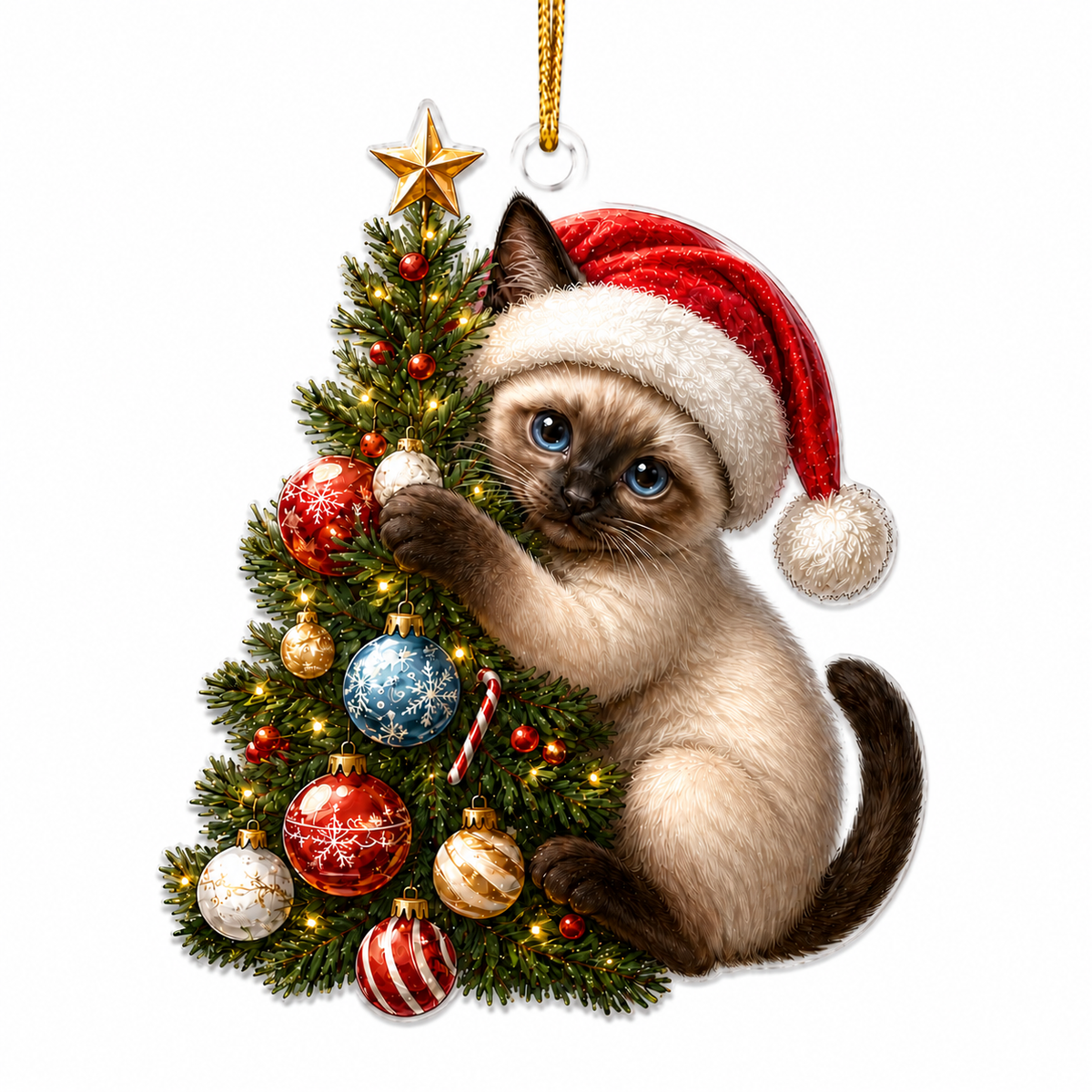 Cat With Christmas Tree Siamese