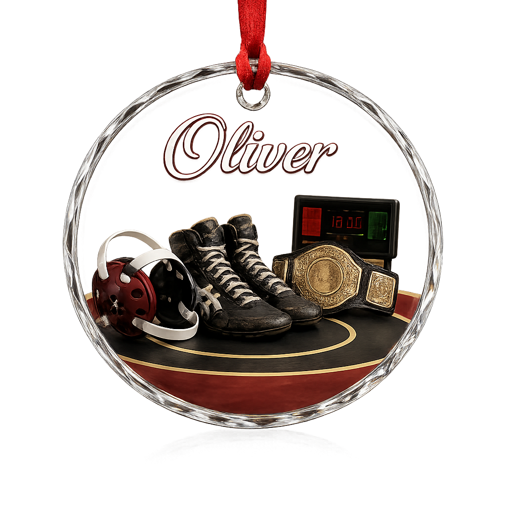 Sports Glass Ornament Wrestling