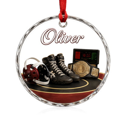 Sports Glass Ornament Wrestling