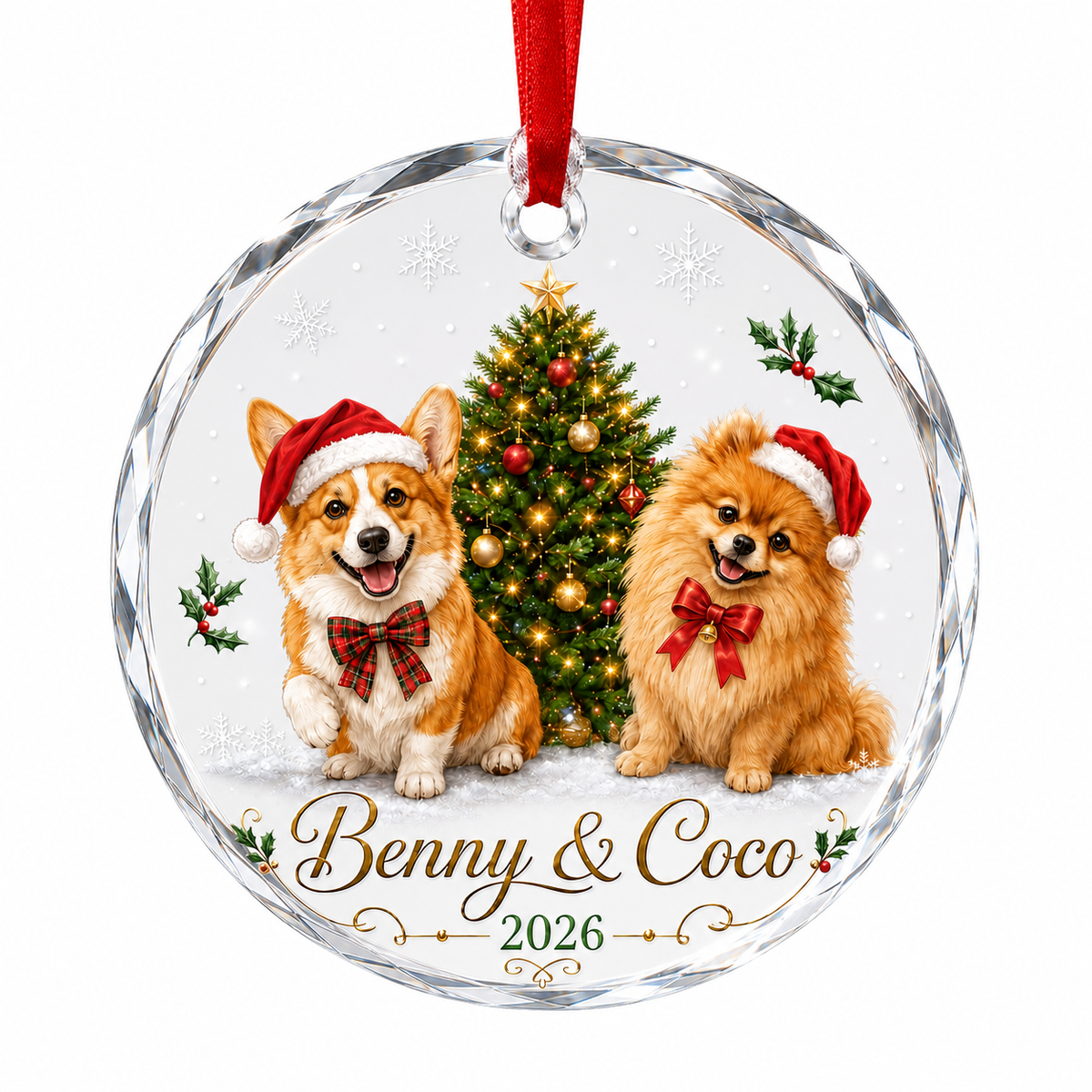 Custom Photo Dog Glass Christmas Tree