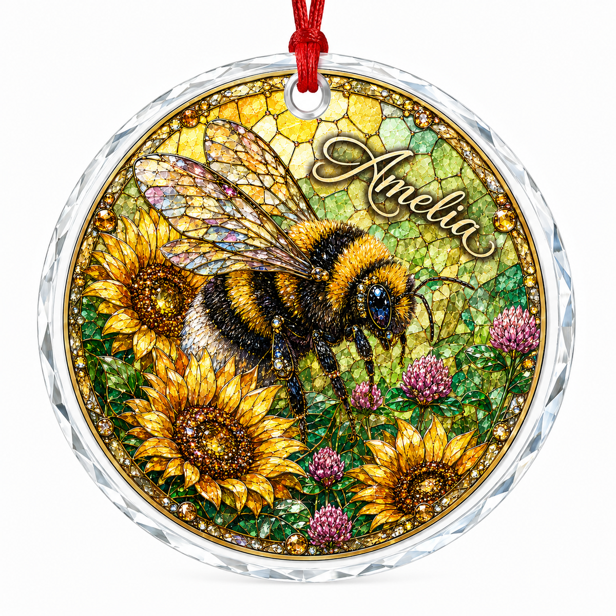 Custom Name Glass Animal Bumblebee