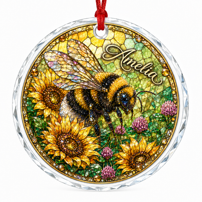 Custom Name Glass Animal Bumblebee
