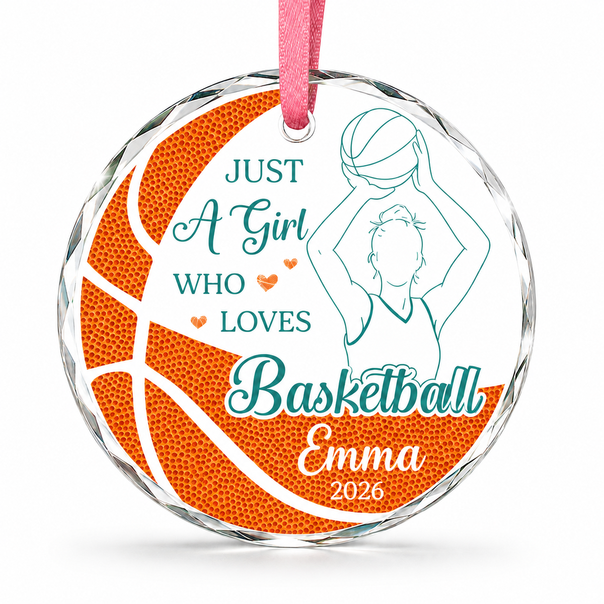 Basketball Glass Ornament - Girl Basketball Player