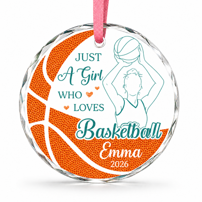 Basketball Glass Ornament - Girl Basketball Player