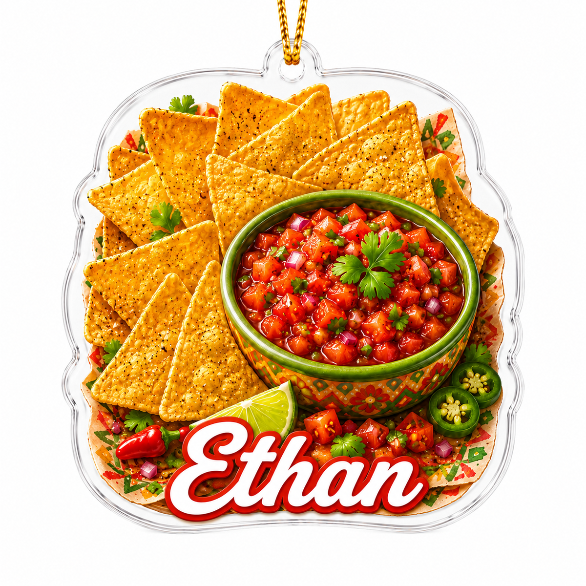 Breakfast Custom Name Tortilla Chips and Salsa Acrylic