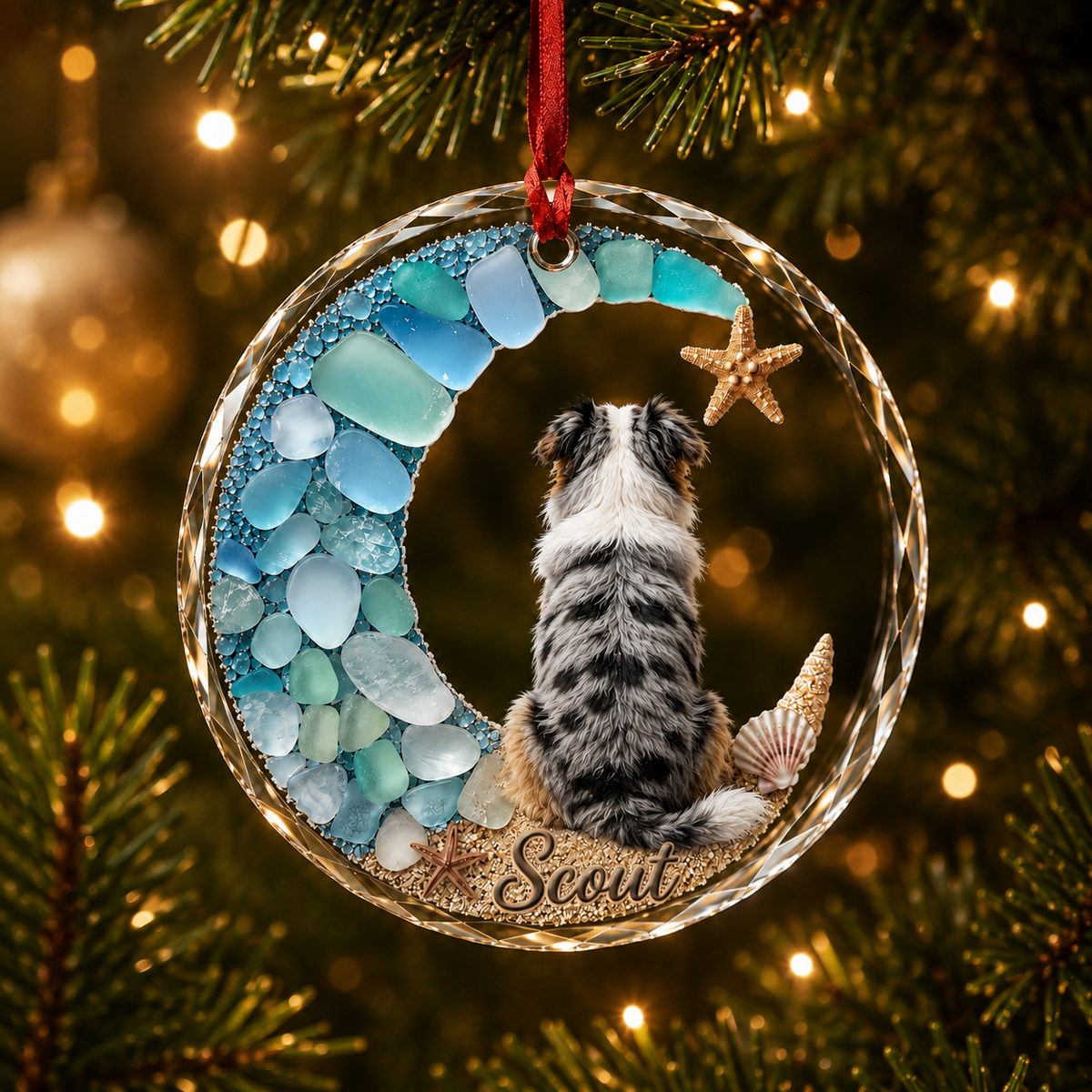 Custom Dog Seashell Australian Shepherd