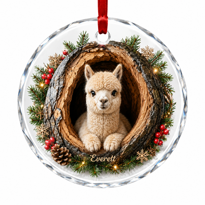 Animal Glass Ornament Tree Hollow Alpaca