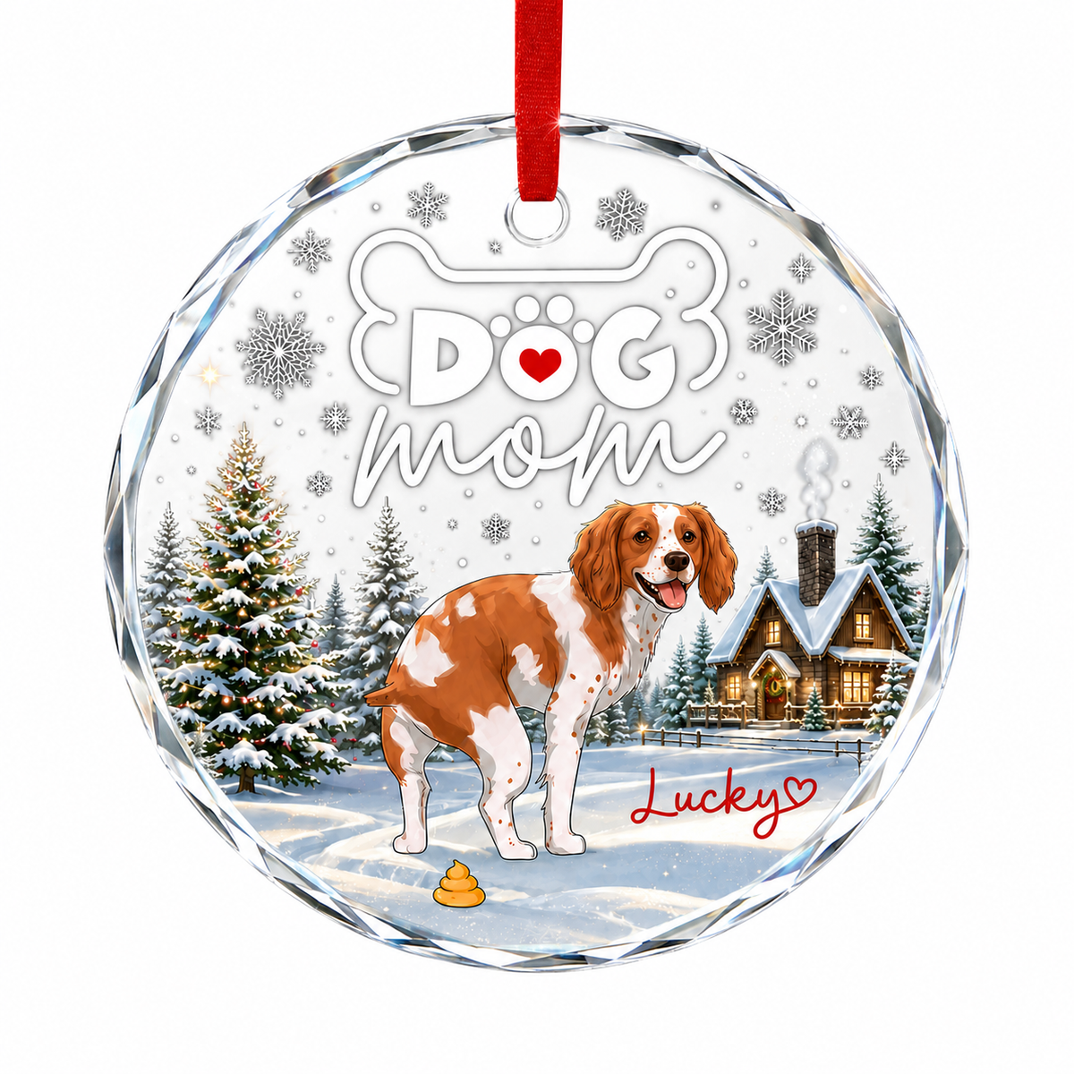 Custom Photo Dog Glass Dog In Christmas Village