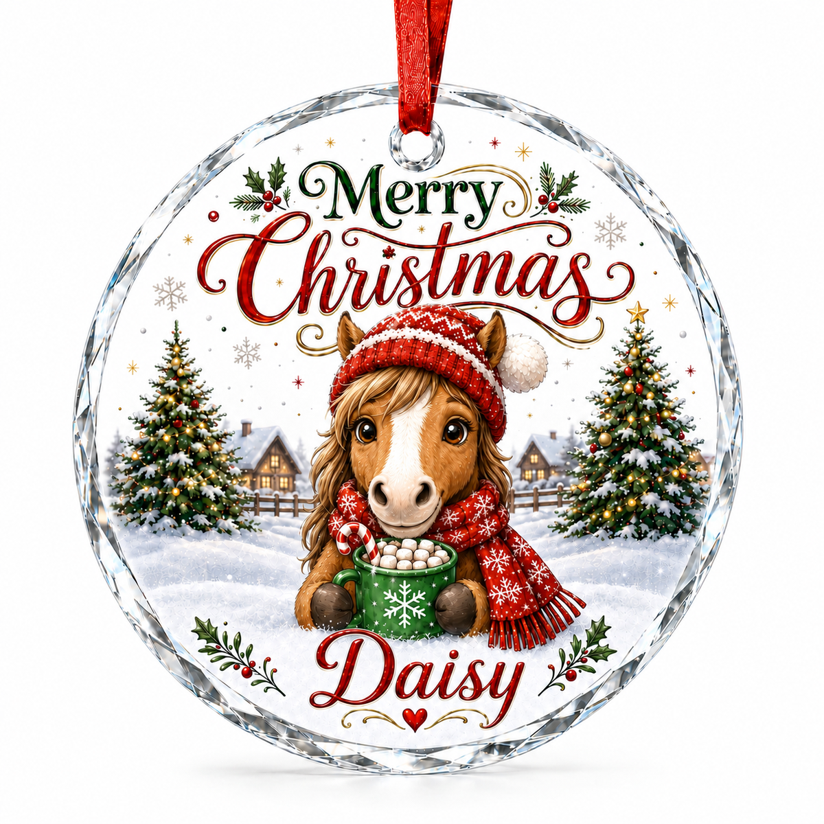 Christmas Glass Animal Horse