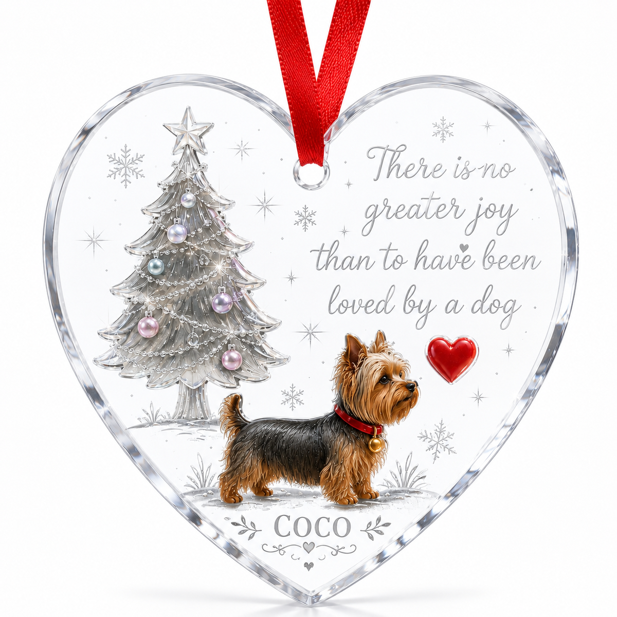 Christmas Glass Dog Yorkshire Terrier