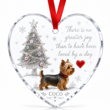 Christmas Glass Dog Yorkshire Terrier