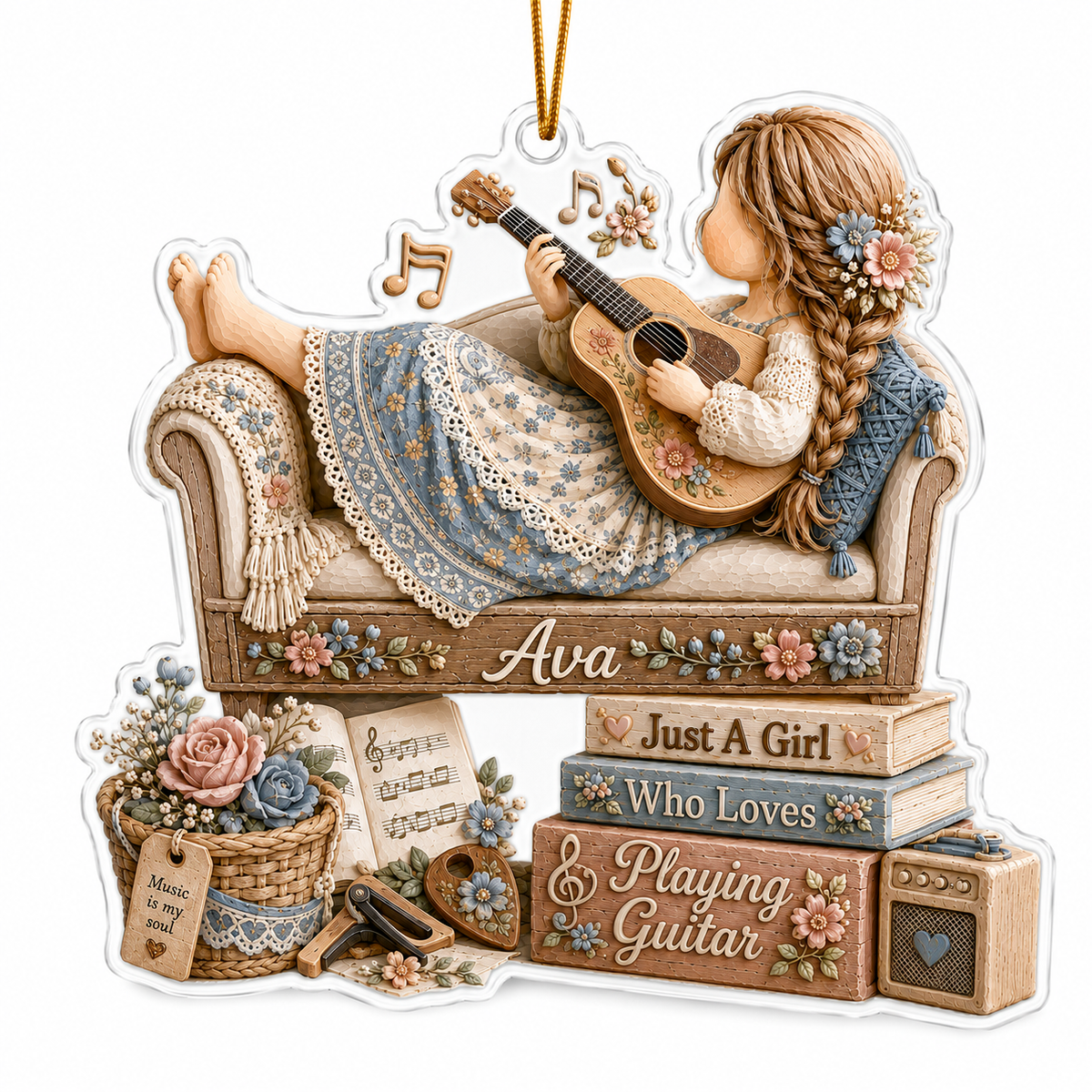 Personalized Just A Girl Hobby Playing Guitar