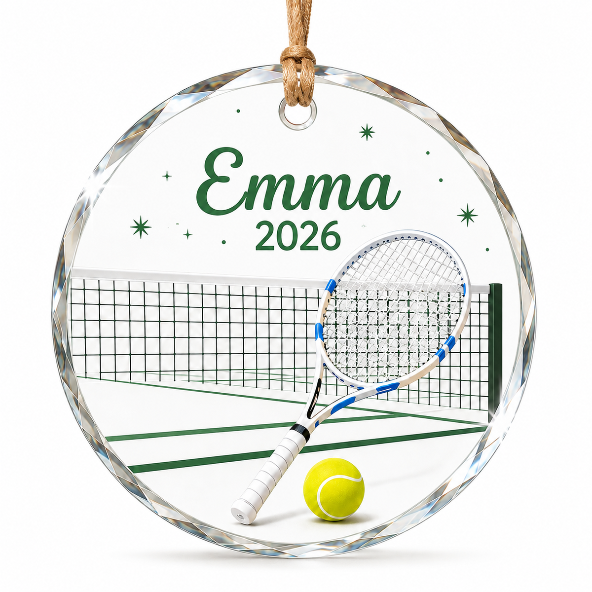 Custom Photo Sport Glass Ornament Tennis Court Racket