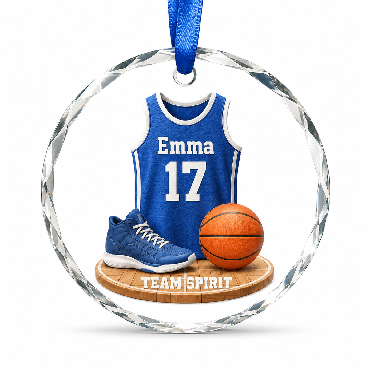 Basketball Glass Ornament - Team Spirit Jersey