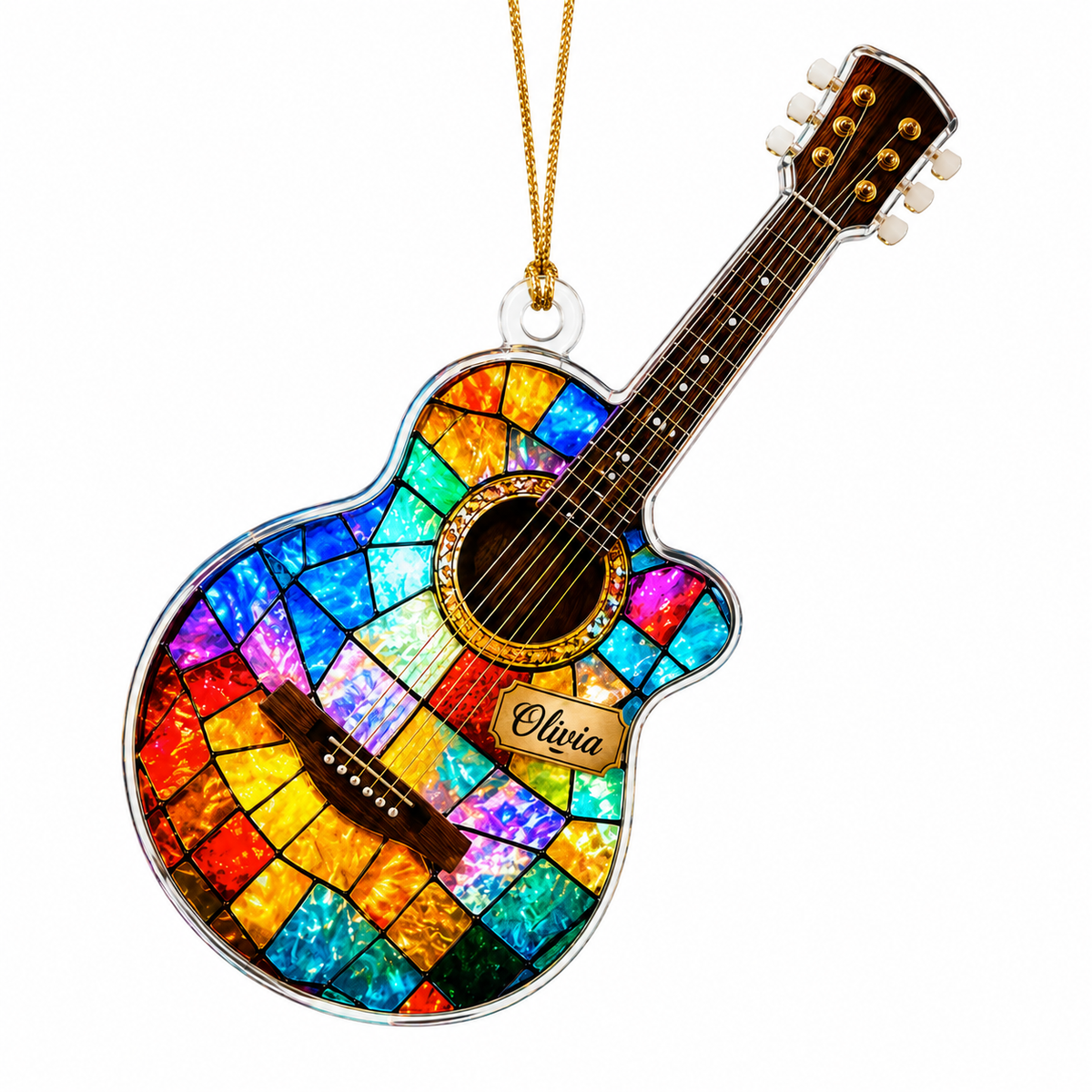 Guitar Custom Name Acrylic - Stained Glass Acoustic Guitar