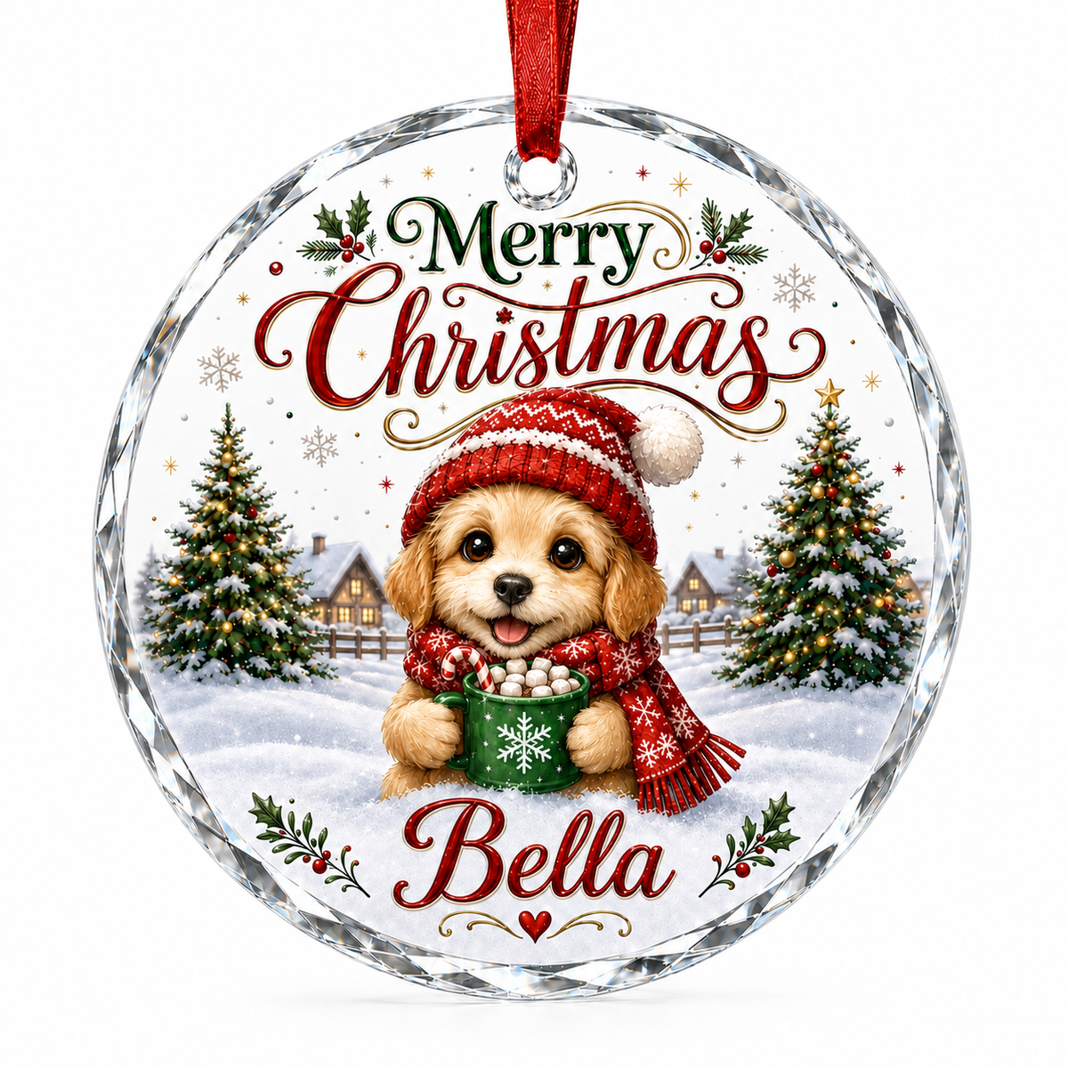 Christmas Glass Animal Dog