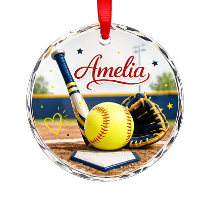 Sports Glass Ornament Softball