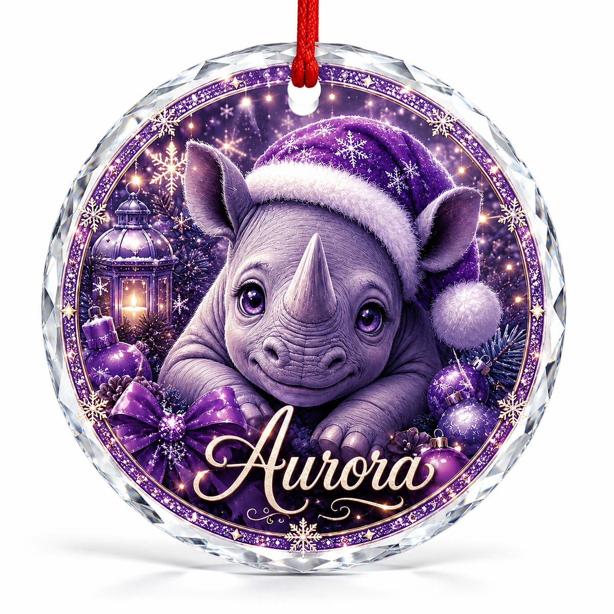 Purple Animal At Christmas Rhinoceros