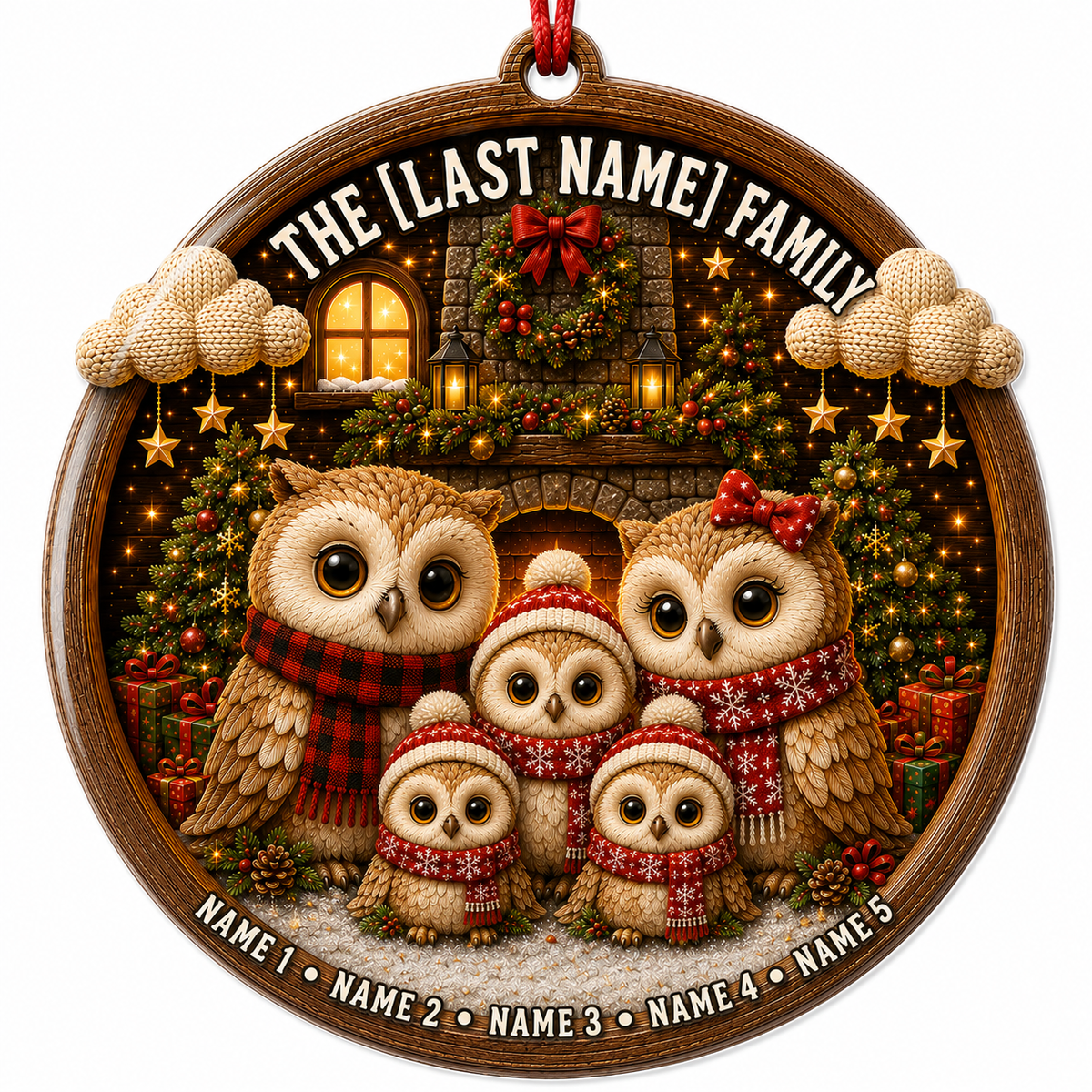 Christmas Family Wood Owl