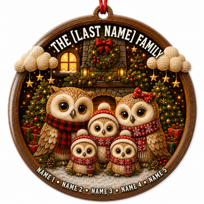 Christmas Family Wood Owl