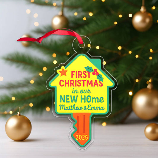 Personalized First Christmas In New Home Ornament, Custom Housewarming Ornament, New Home Gift, Couple Christmas Ornament, Holiday Keepsake