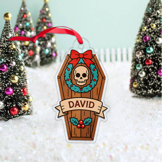 Personalized Funny Coffin Ornament, Funny Casket Ornament, Funny Gift, Holiday Xmas Decor, Halloween Gift