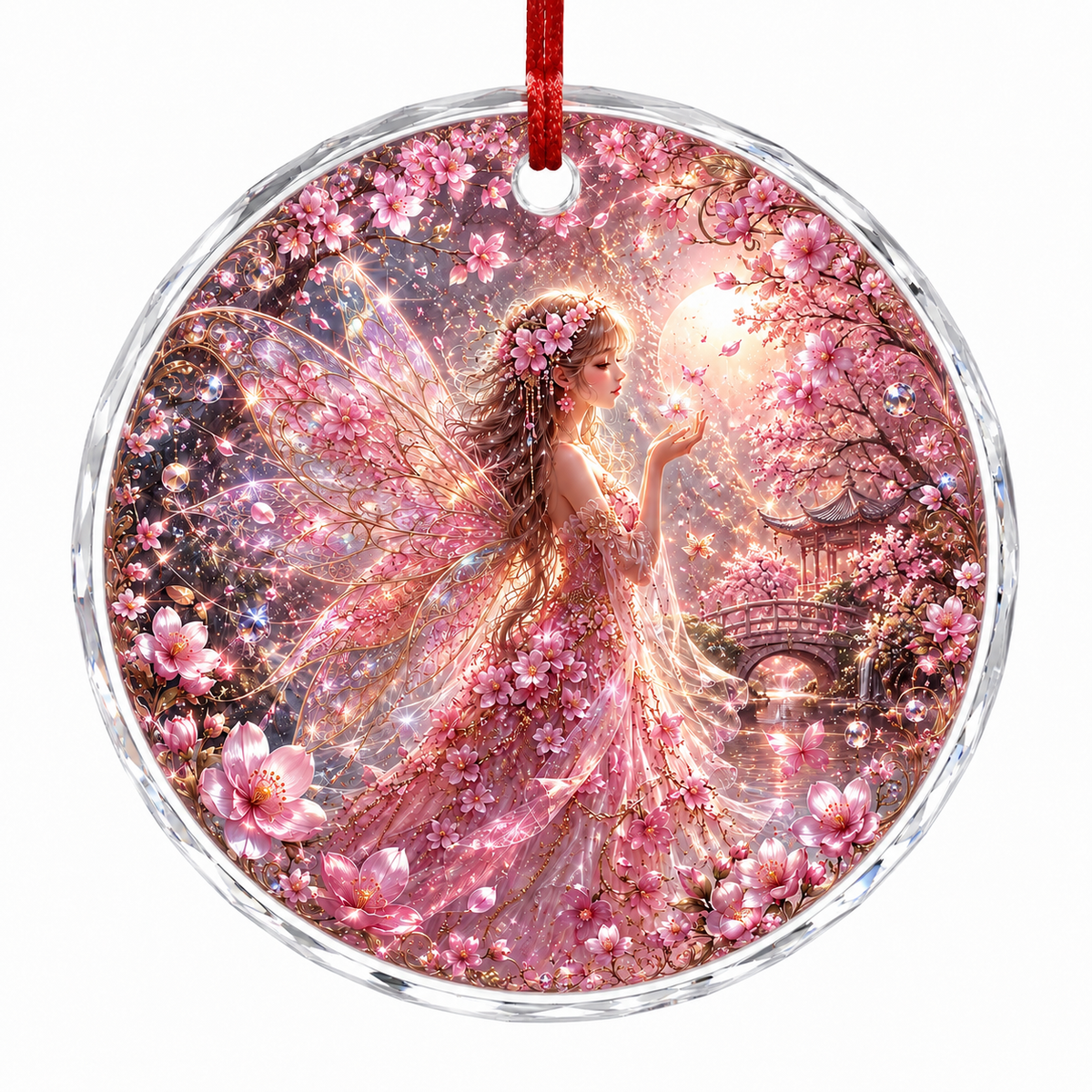 Fairy Glass Ornament Cherry Blossom Fairy