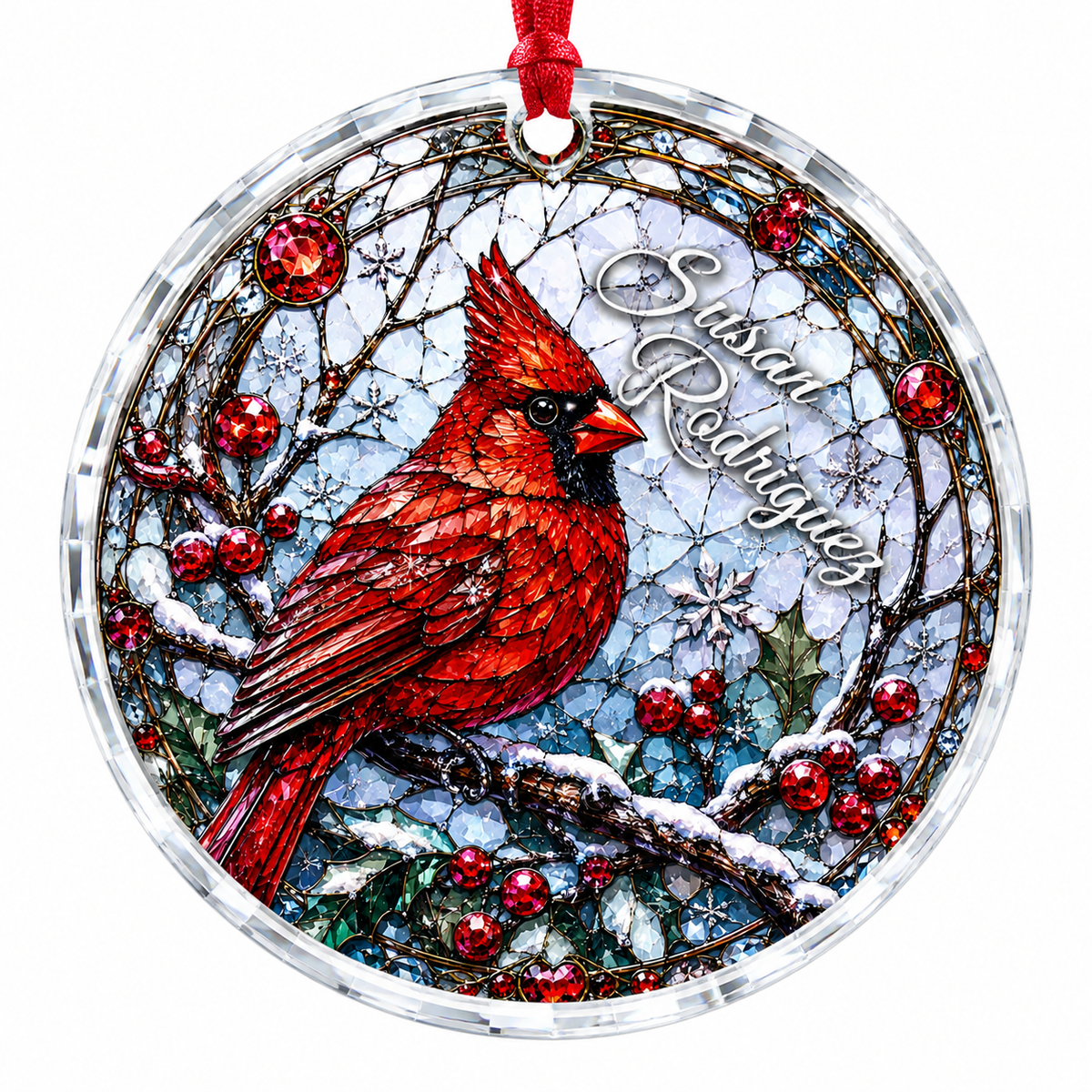 Custom Name Glass Animal Cardinal