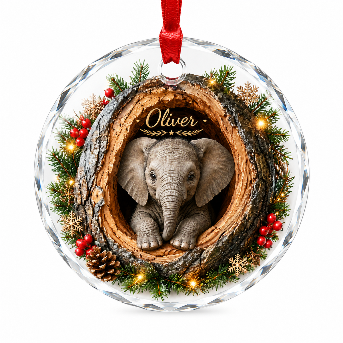 Animal Glass Ornament Tree Hollow Elephant