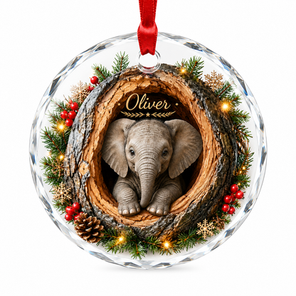 Animal Glass Ornament Tree Hollow Elephant