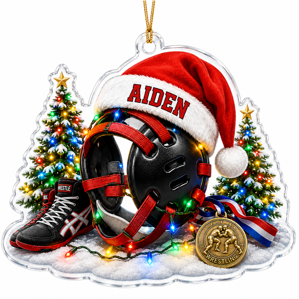 Custom Sports Christmas Acrylic - Wrestling