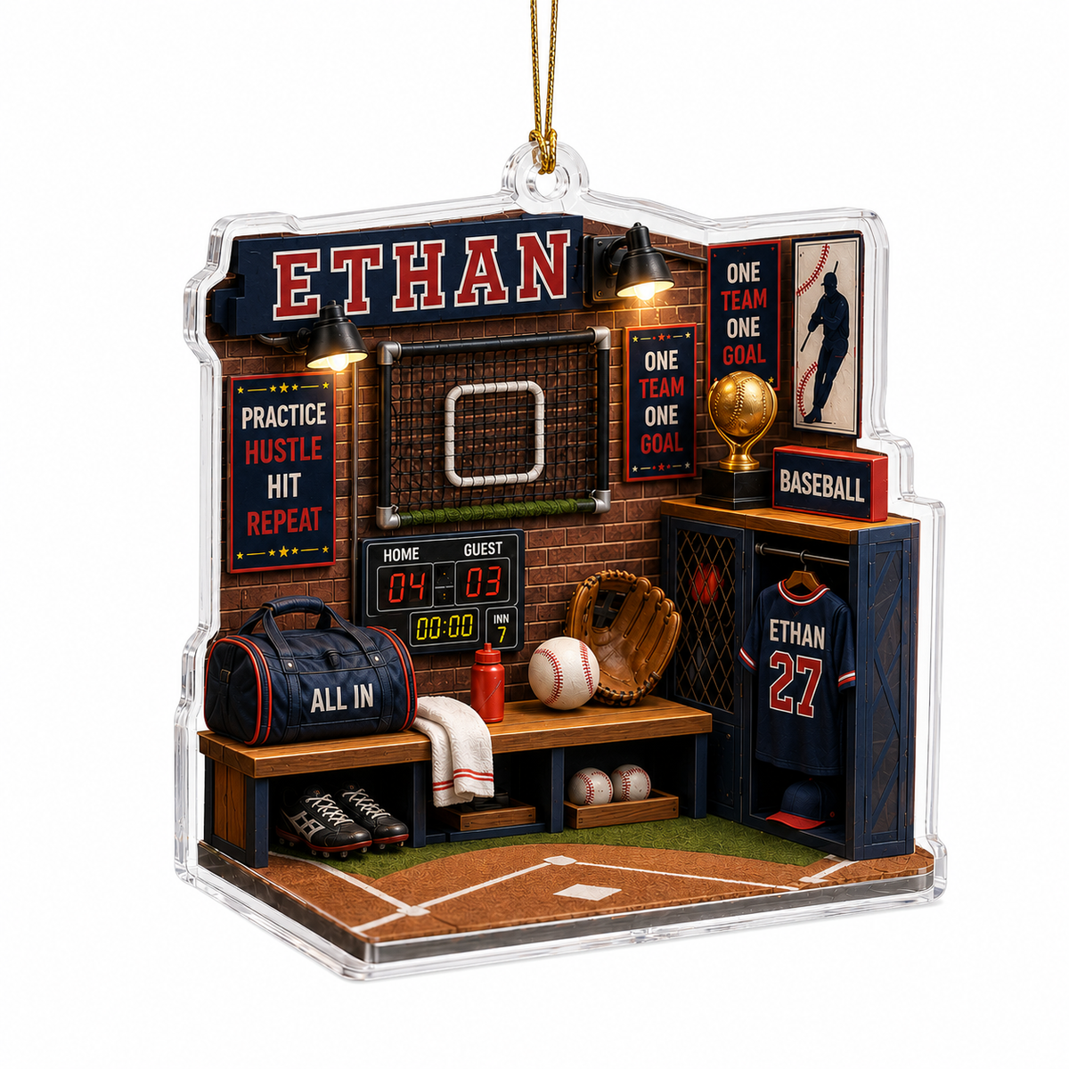 Sport Room Custome Name Acrylic Baseball