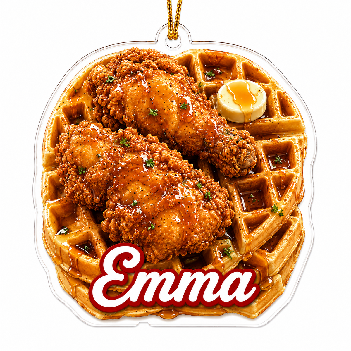 Breakfast Custom Name Chicken and Waffles Acrylic