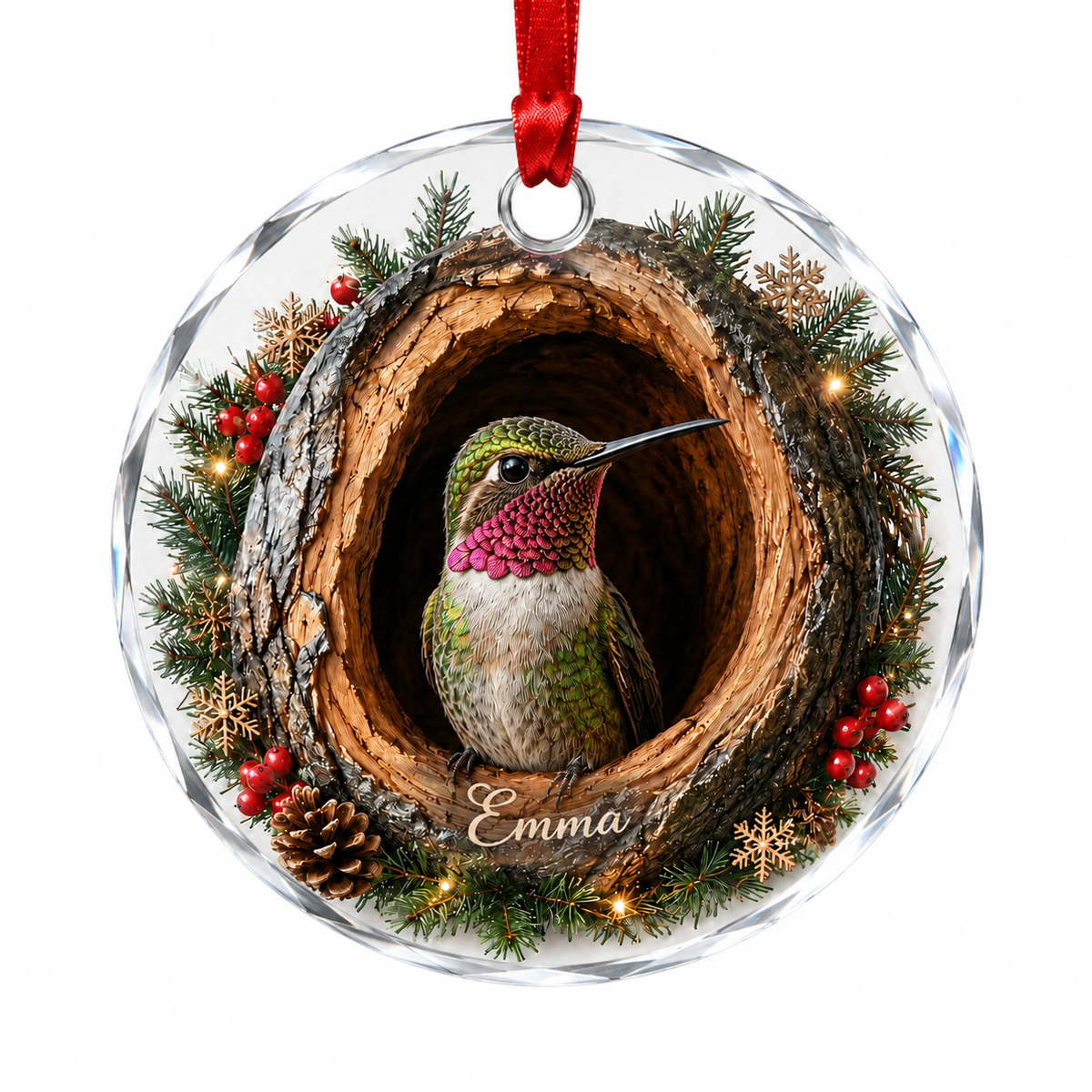 Animal Glass Ornament Tree Hollow Hummingbird