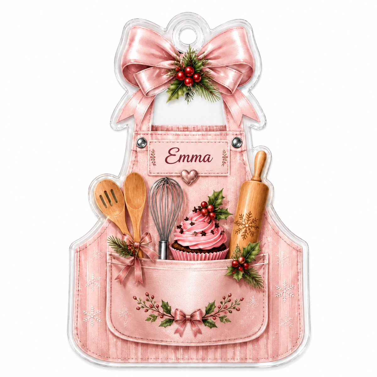Personalized Kitchen Utensils Acrylic Pink Apron