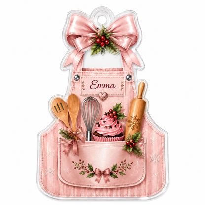 Personalized Kitchen Utensils Acrylic Pink Apron