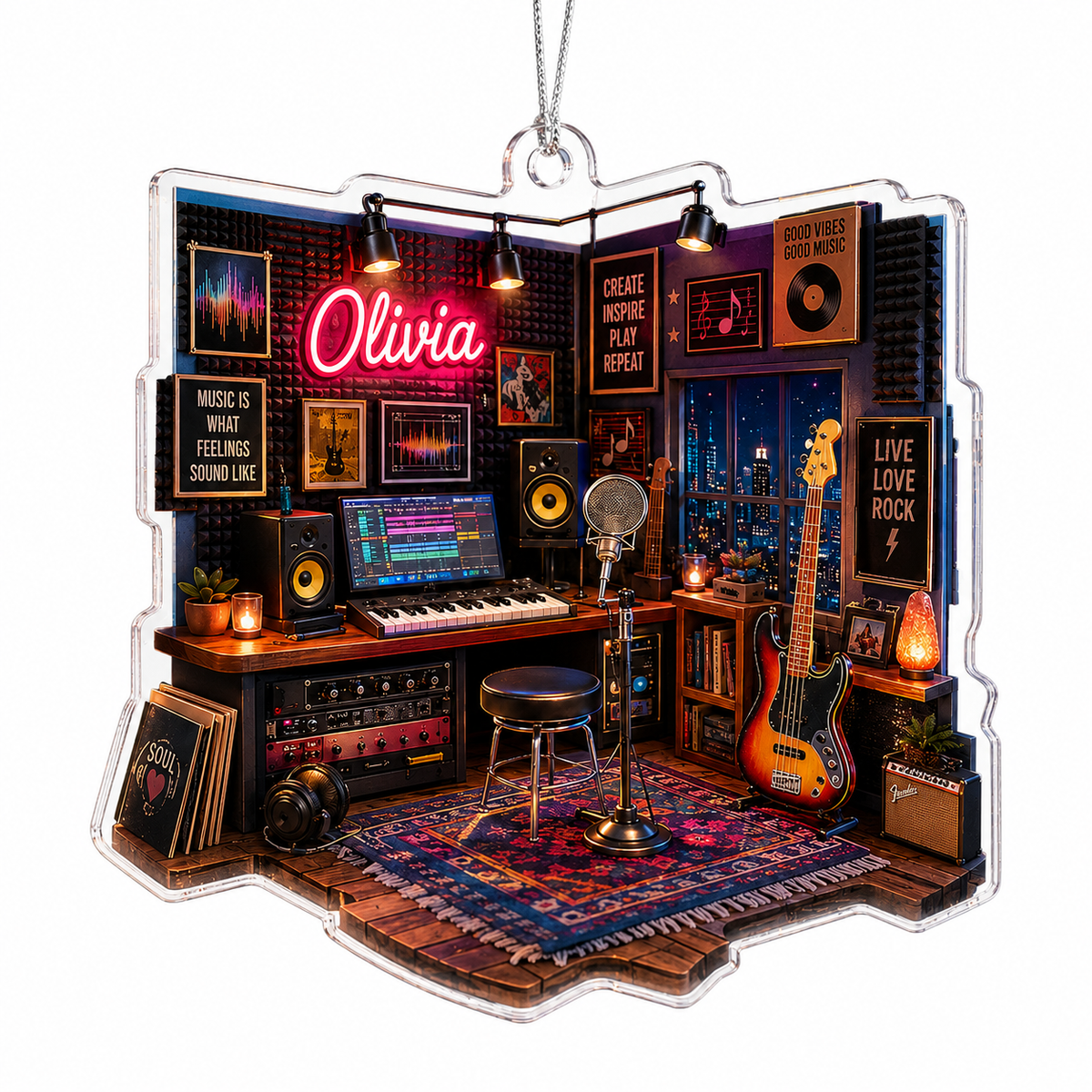 Guitar Custom Name Acrylic - Music Studio