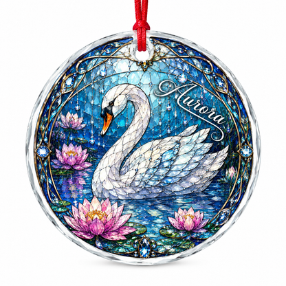 Custom Name Glass Animal Swan