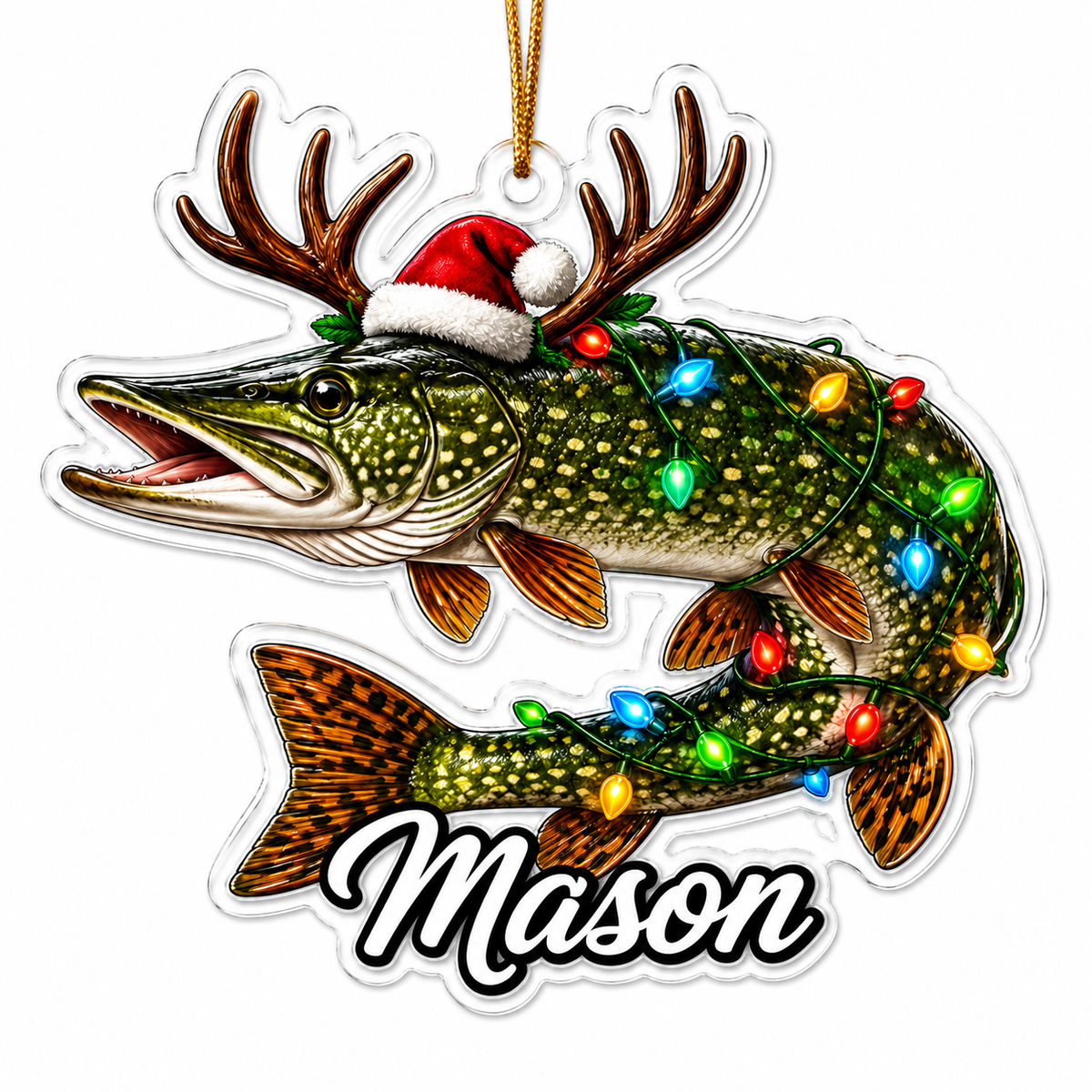 Fishing Christmas Lights Pike Fish Acrylic